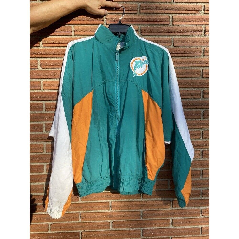 Miami Dolphins Men's Vintage Windbreaker Jacket NFL DeLong, Size XL
